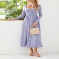 thumbnail image 4 of MesaSe Femmes Été Automne Occasionnel Midi Robes Manches Longues V Cou Croix devant Côtelé Robe Élastique Robe Longue de Base avec Poches, 4 of 9