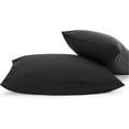 thumbnail image 3 of Crescent 2 Pack Black Standard Pillow Cover, Pillowcases, 100% Pure Natural Cotton Jersey, Soft and Cozy, Envelope Closure, Hypoallergenic, Breathable 20"x 30" (2 Standard Pillowcases 20"x30", Black), 3 of 8