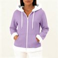 thumbnail image 4 of Wutalume Women's Casual Fashion Long Sleeved Zip Up Fleece Hooded Cardigan, Soft and Warm Outerwear for Relaxed Style and Winter Layering,Purple XL, 4 of 5