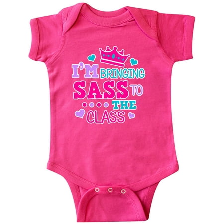 

Inktastic Back to School I m Bringing Sass To The Class with Crown Gift Baby Girl Bodysuit