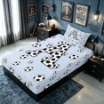 thumbnail image 4 of meiyoeat Sport Soccer Letter A Twin Sheets for Boys, Blue Cartoon Ball Theme Bedding, 3-Piece, 1 Flat Sheet, 1 Fitted Sheet and 1 Pillowcase, 4 of 6