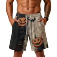 thumbnail image 4 of Sewkxo Men's Halloween Haunted House Printed Cotton Pajama Shorts Comfort Elastic Waist Night Sleep Shorts,Gray XL, 4 of 5