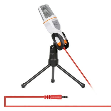AMZER Professional Condenser Sound Recording Microphone with Tripod Holder, Cable Length: 1.3m, Compatible with PC and Mac for Live Broadcast Show, KTV,