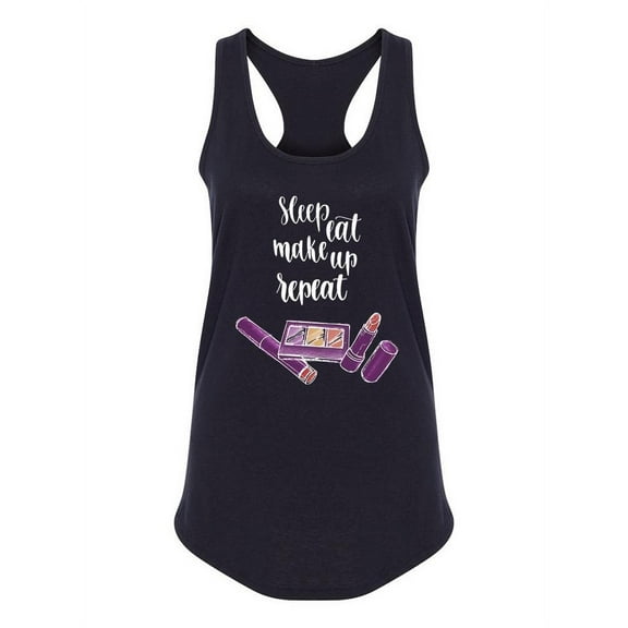 Sleep Eat Makeup Quote Tank Women -Image by Shutterstock, Female Large