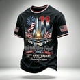 thumbnail image 2 of Never Forget 9/11 25th Anniversary Men's T-Shirt - Vintage Style Memorial Graphic Tee with Crew Neck for Everyday Commemorative Wear Blue M, 2 of 3