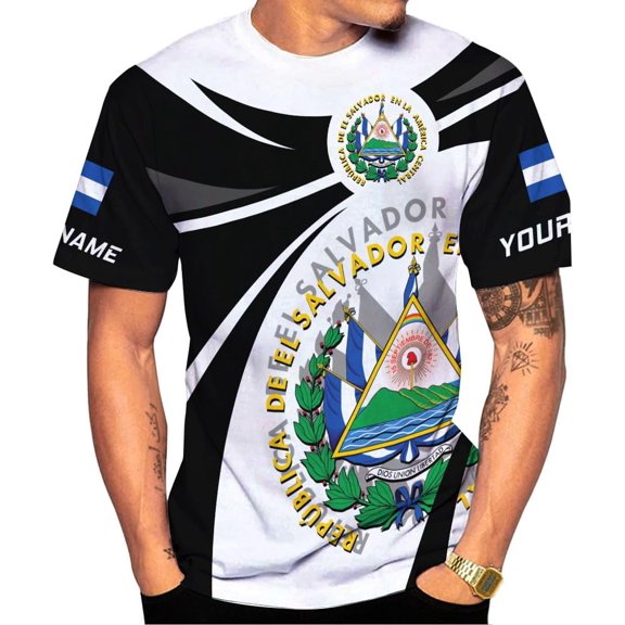 Personalized Name El Salvador Shirt 3D, El Salvador Flag Shirt for Men Women, Unisex T-Shirts S-5XL (S)