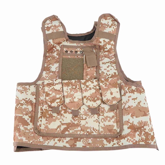 Chaleco para juegos de jungla para niños, tela Oxford 600D, chaleco explorador ajustable con múltiples bolsillos para niños pequeños, camuflaje, amarillo claro YUNYI BRAND  Deportes