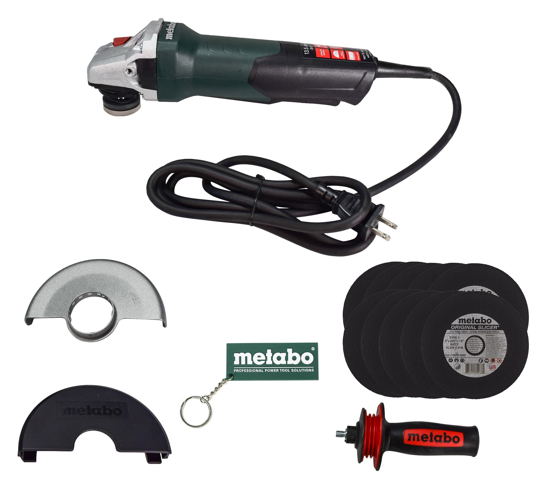 Metabo 600488420 WEP 15-150 Quick 6 inch Angle Grinder with 6 inch Variety Pack Discs