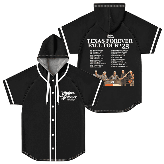 Hudson Westbrook Texas Forever Fall Tour 2025 Baseball Jersey Women Men Hooded Short Sleeve Shirt Casual Trendy T-shirt
