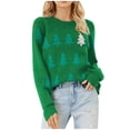 thumbnail image 2 of EGNMCR Pull Col Rond pour Femmes, Pull Col Rond Imprimé de Noël Récréatif Tricoté Manches Longues Women Sweater, 2 of 9