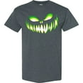 thumbnail image 3 of Inktastic Wide Grinning Pumpkin Face in Lime Green Glow T-Shirt, 3 of 5