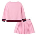 thumbnail image 2 of LittleSpring Toddler Girls Skirt Sets Long Sleeve Knit Cardigan Outfits for Kids Sweater Cherry Pink 4T, 2 of 7