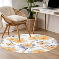 thumbnail image 4 of Round Rugs 3.3Ft, Orange Watercolor Floral Round Area Rug Washable Indoor Throw Carpet, Spring Flower Abstract Art Soft Non Slip Circle Rug for Laundry Room Patio Home Decor Aesthetic, 4 of 8