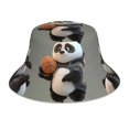 thumbnail image 1 of Fotbe Cartoon Pandas Basketball Sombrero Tipo Pescador con Estampado – Sombrero de Sol de Algodón de Moda para Playa, Golf, Pesca, 1 of 6