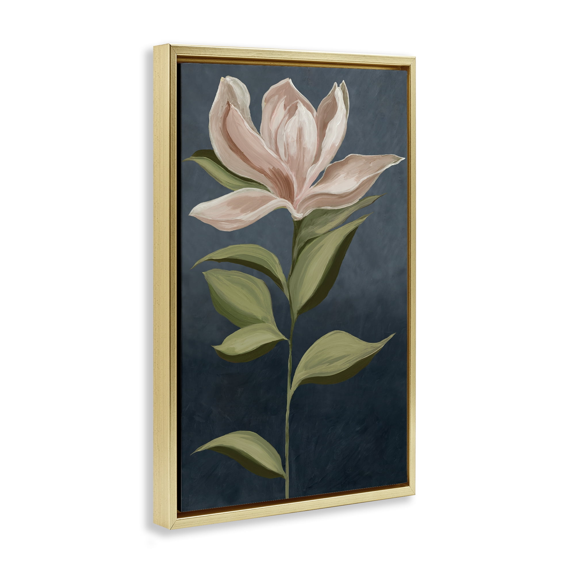 Stupell Industries Pink Iris Petals Plants & Flowers Painting Gold Floater Framed Canvas Art Print Wall Art, 17 x 25