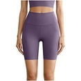 thumbnail image 3 of lcziwo Womens High Waisted Yoga Short Workout Athletic Leggings Solid Color Butt Lifting Tummy Control Leggings Purple XXL, 3 of 10