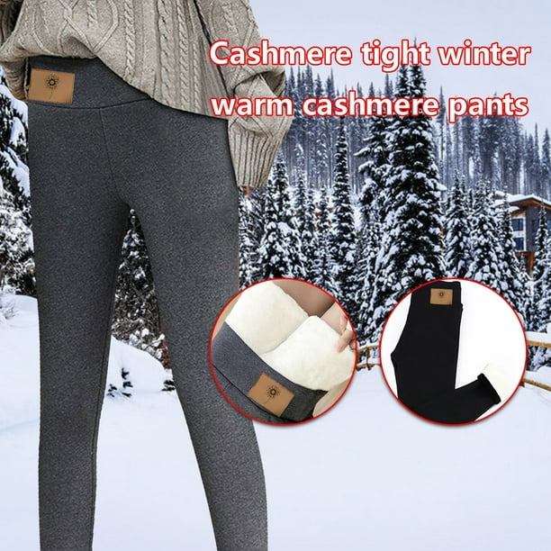  Fleece Lined Leggings Women Thick Winter Warm Tights High  Waisted Leggings Yellow XL