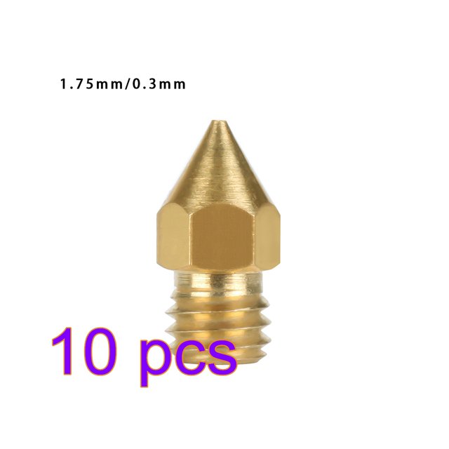 Boquilla de impresora 3D de 10 piezas, cabezal de extrusión de latón, Mini boquilla de latón portátil, hilo de impresora firme, 0,3 mm / 1,75 mm Monstrate EL000093-02B*10