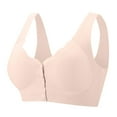 thumbnail image 2 of SROBPTY Plus Size Bras for Women, Womens Everyday Bras, Women Solid Color Front Closure Wireless Open Back Seamless Gathering Everyday Bras Pink,XL, 2 of 5