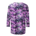 thumbnail image 5 of MIUOWANP Women's Fashion Printed T-shirt 3/4 Sleeves Blouse Round Neck Casual Tops New Edition Top Shirt Clearance Deals Purple L, 5 of 5