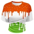 thumbnail image 4 of Tfken Soft Tops For Girls Comfy Daily Wear Holiday Summer Short Sleeve Crew Neck Tshirts Tees With Ice Print Comfortable T-Shirts Toddler Classic Clothes Size 13-14 Years, 4 of 4