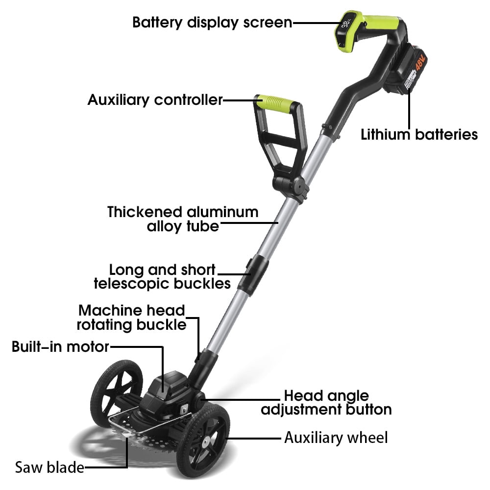 ZLieatmp Electric Weed Trimmer,21V Grass Trimmer Cordless Lawn Edger with Side Trimming Wheel Handhold Lawn Mower for Lawn Yard Garden