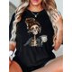 thumbnail image 1 of Camiseta De Mujer Verano Casual Mujer Básica Camiseta Para Deportes Callejeros PlayaCreative Coffee Skull Pattern Printed Women'S Trendy Round Neck Short Sleeve, Simple Casual Sports T-Shirt, Comfor, 1 of 7