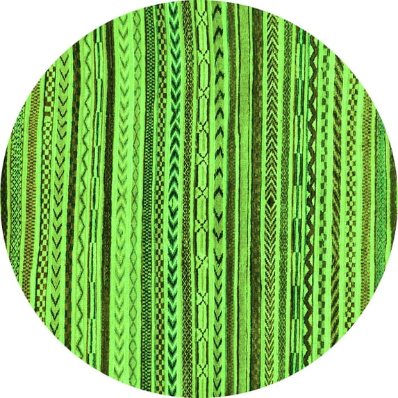 Ahgly Company Indoor Round Abstract Green Modern Area Rugs, 4' Round