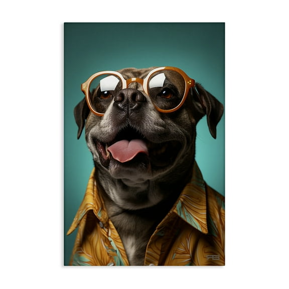 Stupell Industries Fashion Dog Friend Animals & Insects Painting Gallery Wrapped Canvas Art Print Wall Art, 16 x 24