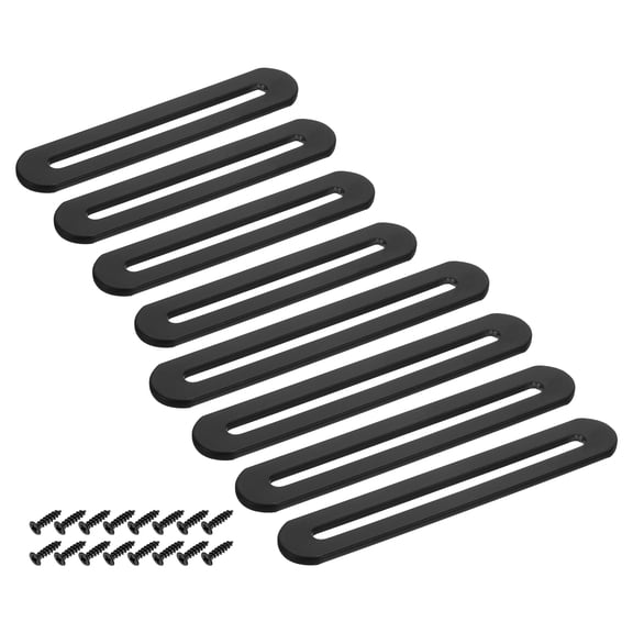 Uxcell 8IN1 Adjustable Flat Mending Plate Support with Single Slot, 4Pcs 3.54 Inch 4Pcs 4.33 Inch Stainless Steel Slotted Straight Brace Brackets for Wooden Furniture, Black