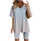 thumbnail image 1 of Blusas para las Mujeres Casual, Cuello en V de Manga Corta Impresa Superior Y Suelto Pantalones Cortos, Conjuntos de Moda de Verano, 1 of 4