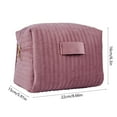 thumbnail image 3 of Wzzjkit Makeup Bag, Large Quilted Cosmetic Bag, Big Embroidered Striped Make Up Bag for Women Girls, Cute Velvet Makeup Organizer, Travel Toiletry Bag, 3 of 6