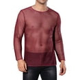 thumbnail image 1 of Camiseta de malla INSPIRE CHIC para hombre de manga larga, transparente, color rojo, talla 2XL, 1 of 1