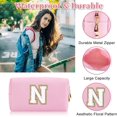 thumbnail image 3 of HSHDLDF Personalized Initial Letter Patch Makeup Bag, Preppy Chenille Letter Cosmetic Pouch with Zipper, Color2-White-N, 3 of 7