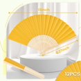 thumbnail image 2 of Ventiladores de mano JOHOUSE, papel amarillo, plegables, 21 cm, 12 unidades, 2 of 6