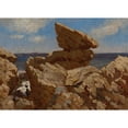thumbnail image 2 of John Bradley Hudson 18x14 Gold Ornate Wood Frame and Double Matted Museum Art Print Titled - Rocky Cove with Balancing Rock (1880), 2 of 4