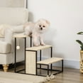 thumbnail image 2 of PawHut Cat Steps Pet Ramp 3-Step Carpeted with Scratch Board Cream White, 2 of 10