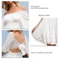 thumbnail image 4 of Vestido De Manga Abullonada, Con Volantes, Suave, Elástico, Ligero, Con Lazo En La Espalda, Minivestido Vintage Para Mujer Para El Verano ANGGREK Otros, 4 of 5