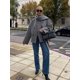 thumbnail image 3 of Chaqueta gris a la moda con cuello de bufanda y doble botonadura para mujer, abrigo de lana elegante con bolsillos y manga larga, prendas de vestir elegantes para mujer 2024, 3 of 5