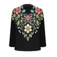thumbnail image 5 of JTZGDY Plus Size Women's Boho Floral Print Tops Fall Casual Rolled-up Long Sleeve V Neck Tshirts Blouse Loose Fit Beach Vacation Outfits Black#03 M, 5 of 6