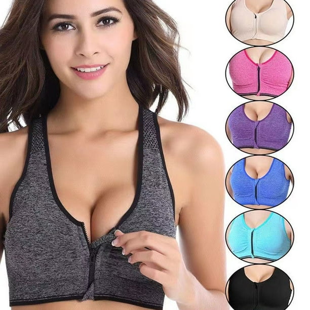 relayinert 2pack/lot Experience Unparalleled Comfort  Zip Front Sports Bra  With Seamless Construction Bras black + gray XL 2Set 