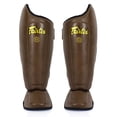 thumbnail image 1 of Espinilleras Fairtex SP8 Muay Thai Syntek de piel, color marrón, 1 of 5