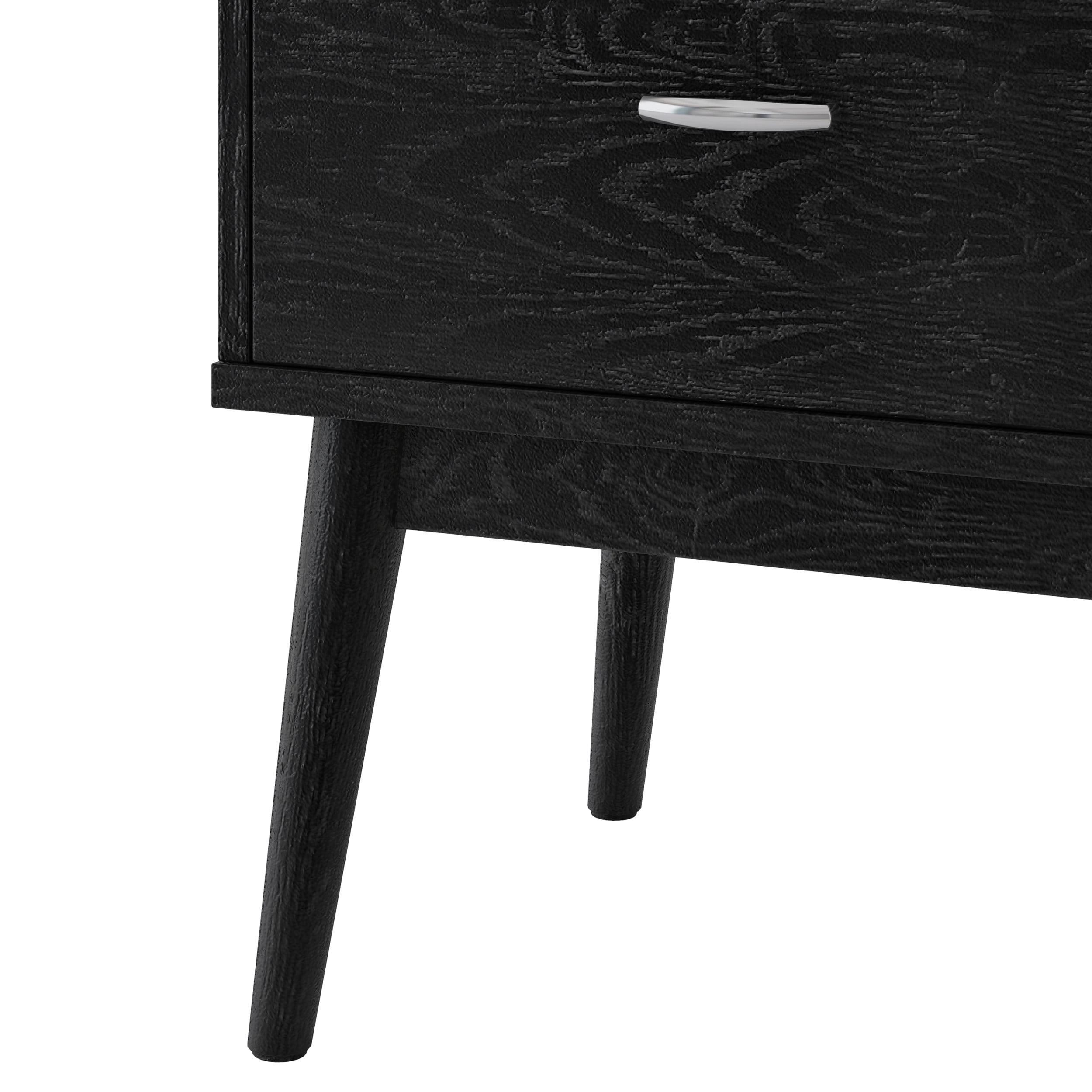 Noble House Starla Wooden 3 Piece 4 Drawer Dresser and Nightstand Bedroom Set, Black