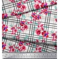 thumbnail image 2 of Soimoi White Rayon Fabric Check & Floral Print Fabric by Yard 56 Inch Wide, 2 of 5