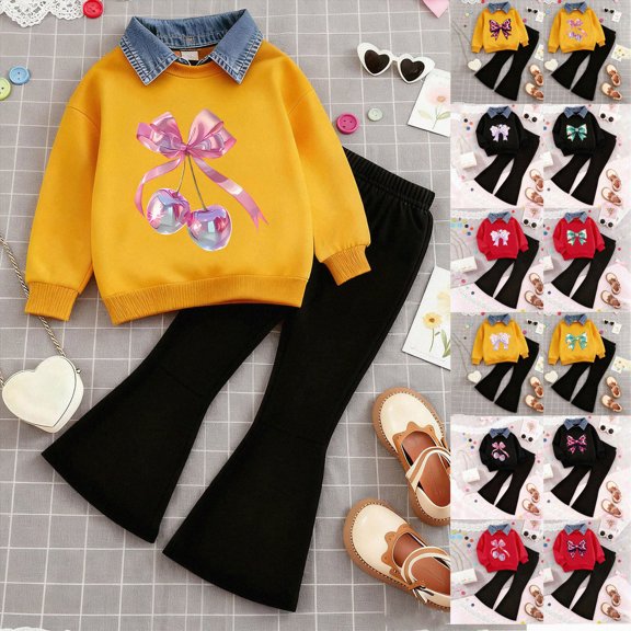 6-7 Years Child Baby Girl Clothes Sets, 2pcs Autumn Long Sleeve Clothes Outfits Toddler Girl Sweater Sets 6-12 Months 12-24 Months 2T 3T 4T 5T 6T 7T Set