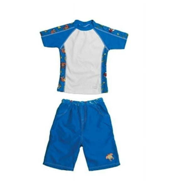 Banz S15ST-CB-2 2015 Short Sleeve Rash Guard & Board Shorts Set, Coolgardie Blue - Size 2