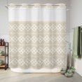 thumbnail image 6 of No Hook Shower Curtain, Beige Boho Shower Curtains for Bathroom with See Through Top Window, Vintage Ethnic Tribe Abstract Art Geometric Waterproof & Washable Bath Curtain 66"x72", 6 of 9