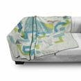 thumbnail image 3 of Whale Soft Flannel Fleece Throw Blanket, Whale Illustration with Geometrical and Smiling Cartoon Like Image, Cozy Plush for Indoor and Outdoor Use, 50" x 70", Blue Yellow and Green, by Ambesonne, 3 of 6