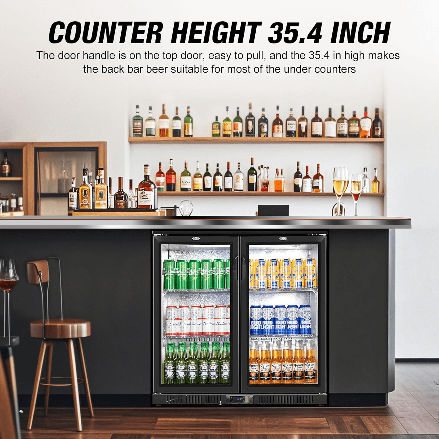 35 1/2 inch, 7cu.ft, Commercial under counter Fridge, Restaurant Beverage back bar cooler, NSF certified