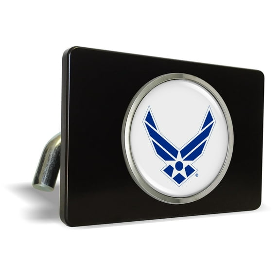 [Officially Licensed Product] - Premium QuaIity Anodized Billet Aluminum UV Resistant Metal Car Trailer/Tow Hitch Cover for 2" Receivers with Chrome Emblem - U.S. Air Force Wings and Star Symbol